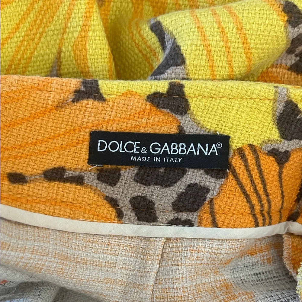 Dolce & Gabbana Auth Vibrant Yellow/Orange Floral Mini Skirt **Size 38/US 2** 🌻🌻 - Picture 5 of 6